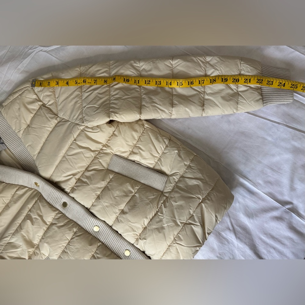 Women's NWT Rebecca Minkoff Beige Water Repellent Puffer Coat Size L Orig $328 - Picture 12 of 13